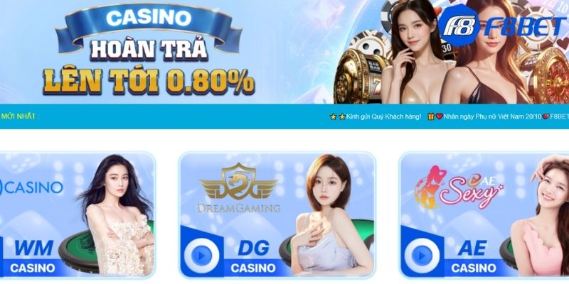 Casino F8BET có đến hơn 10 sảnh hàng đầu